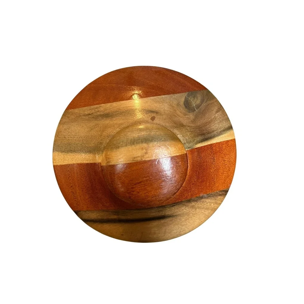 Hand Turned Wood Lidded Box Decorative Bowl Trinket‎ Jar Container
